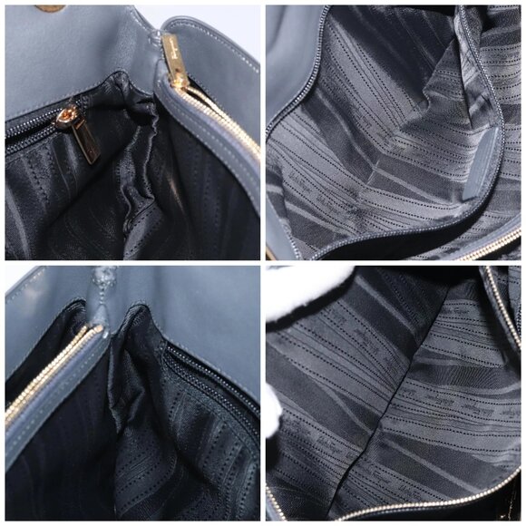 Salvatore Ferragamo Gancini Chain Shoulder Bag Leather Gray Gold Auth - Picture 13 of 15